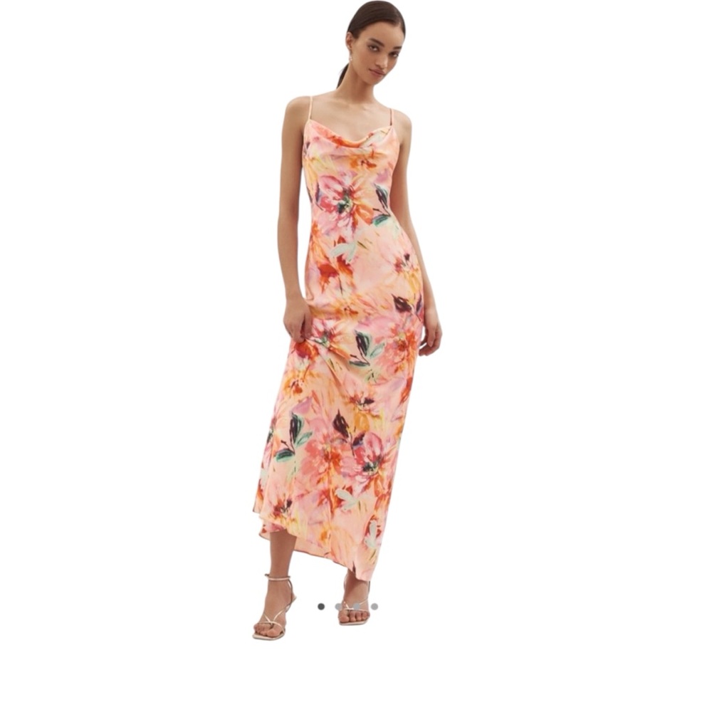 Liv Foster Adeline Cowl-Neck
Sateen Maxi Floral Dress size 0